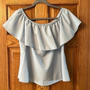 Off the shoulder baby blue blouse